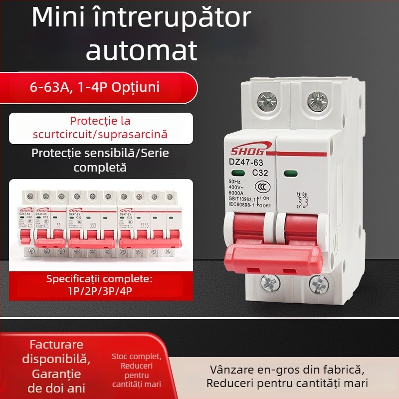 DZ47-2P întrerupător de circuit mini, tip șină C45, 32A