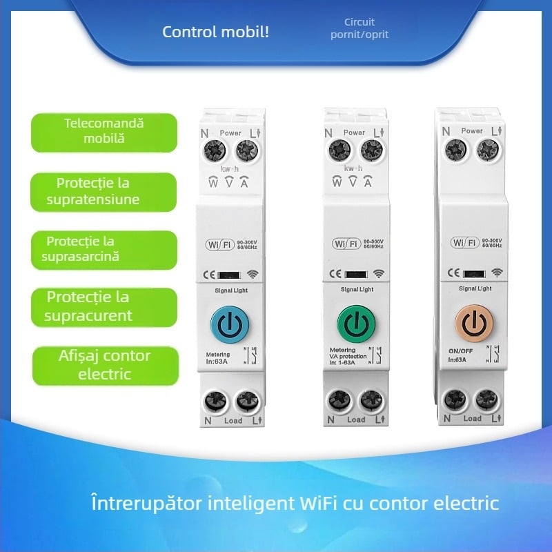 Întrerupător de circuit Wi‑Fi inteligent cu control de la distanță și temporizare