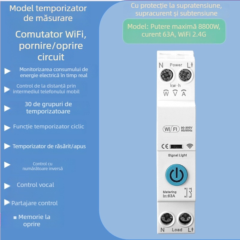 Întrerupător de circuit Wi‑Fi inteligent cu control de la distanță și temporizare