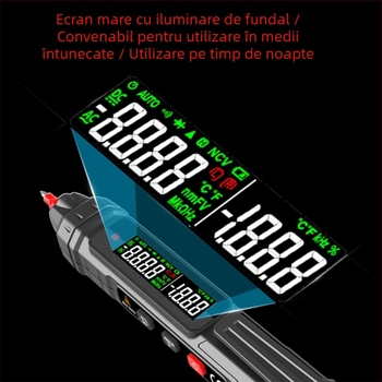 ZL12B multimetru digital pentru electricieni, test de continuitate și detecție a firului live/neutral, afișaj inteligent, stilou de test, măsurător universal multifuncțional