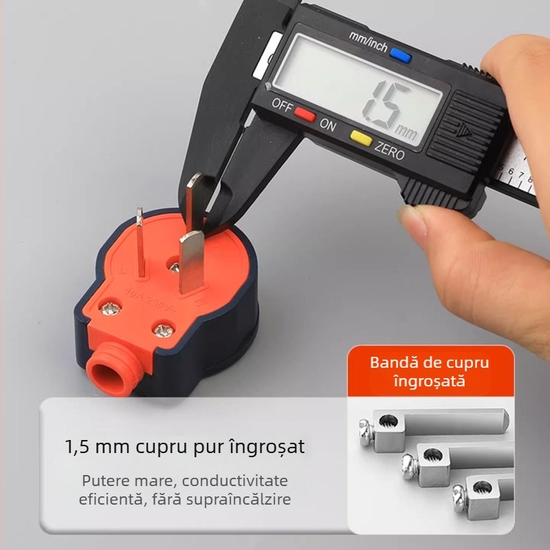 Conector triplu anti-cădere, cupru pur, 10/16 A, priză trifazică de înaltă putere