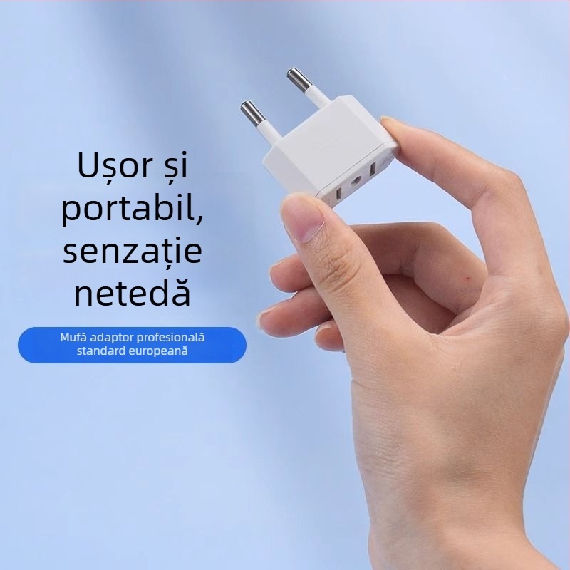 Adaptor priză UE către SUA, 4.0 mm, de la două contacte rotunde la două contacte plate