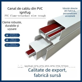 Canal PVC pătrat pentru cabluri, autoadeziv, montaj pe pereți, 16x16–75x75 mm