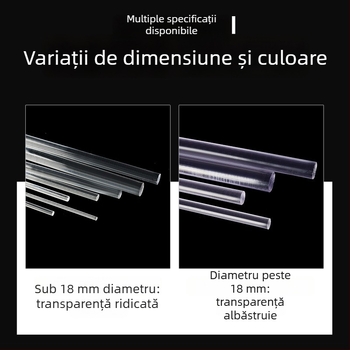 Bară din policarbonat, transparentă, rotundă, solidă, neagră, rezistentă la temperaturi înalte, lungime la comandă