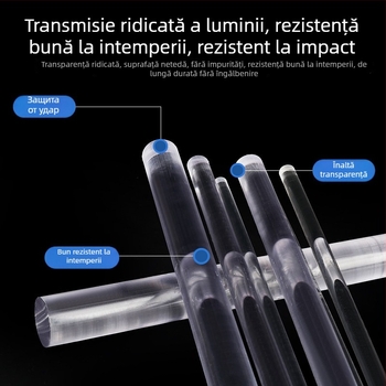Bară din policarbonat, transparentă, rotundă, solidă, neagră, rezistentă la temperaturi înalte, lungime la comandă