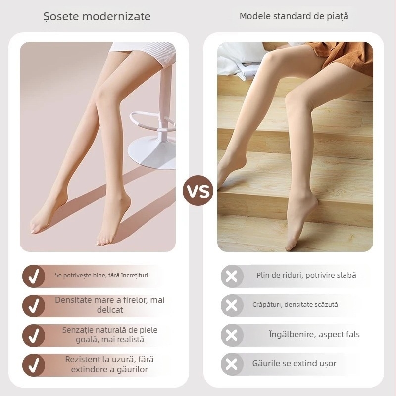 Colanți fini din nylon, cu talpă de silicon antiderapare, pentru femei, mărime plus