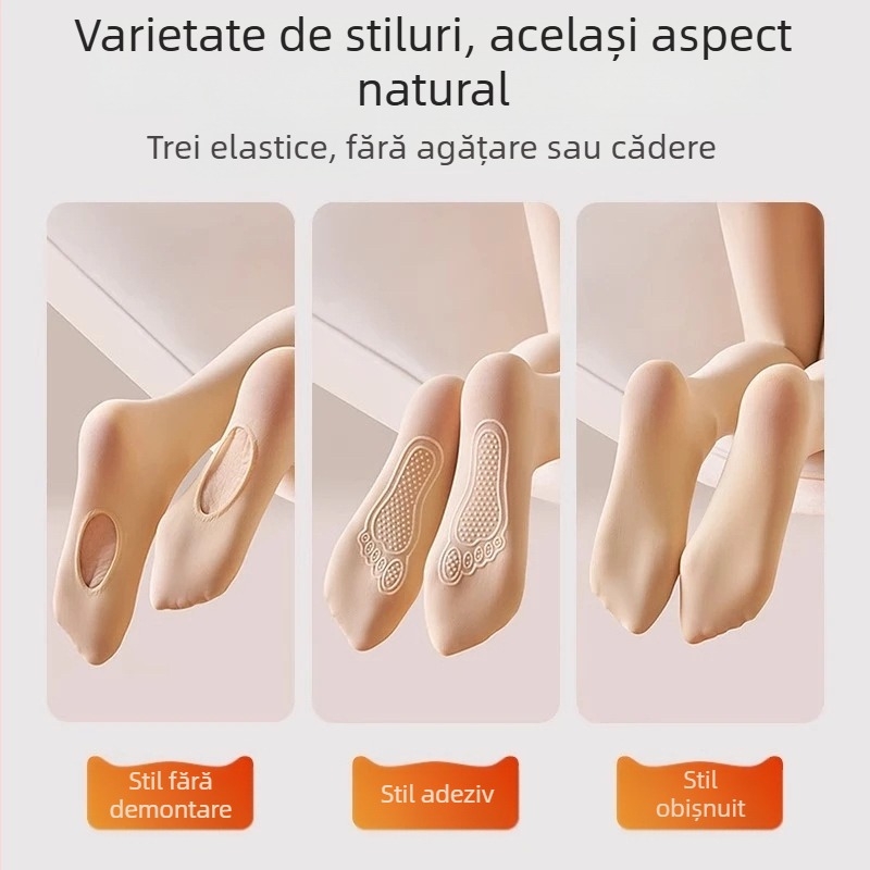 Colanți fini din nylon, cu talpă de silicon antiderapare, pentru femei, mărime plus