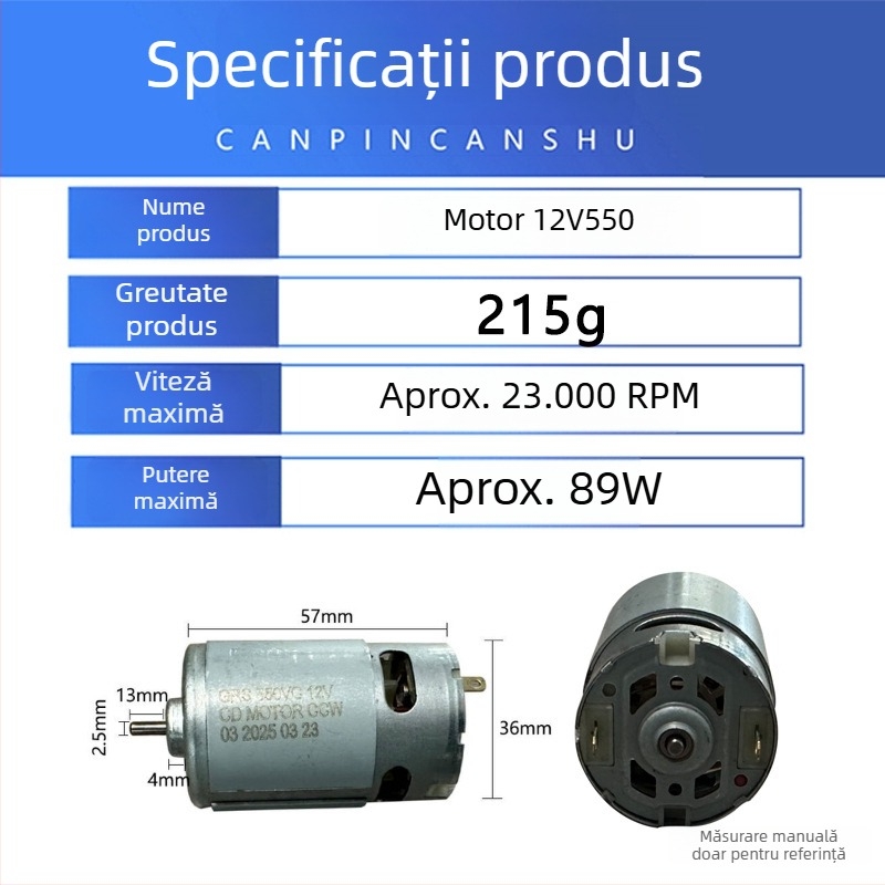 Motor 12V550 pentru bormașină cu acumulator și șurubelniță electrică – motor din cupru integral