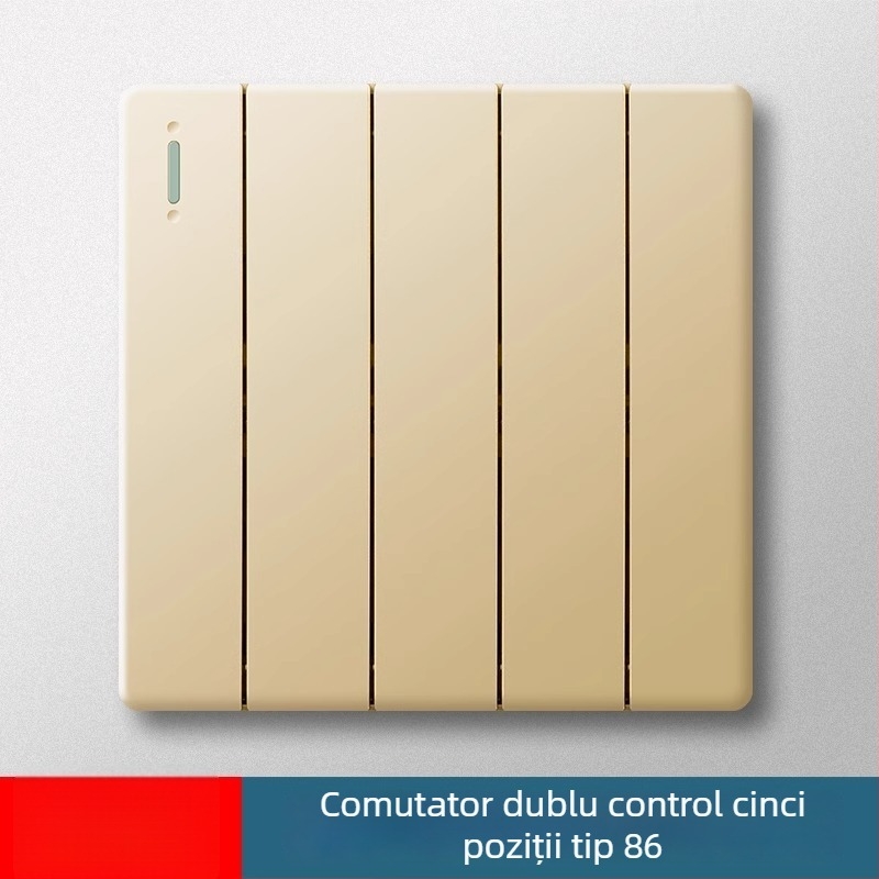 Intrerupător de perete cu cinci contacte, tip 86, montaj încastrat, panou gri pentru iluminat sufragerie