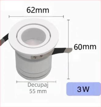 Spot LED încastrat mic, anti-strălucire, lumină COB bullseye, efect cer înstelat, fără lumină principală