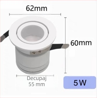 Spot LED încastrat mic, anti-strălucire, lumină COB bullseye, efect cer înstelat, fără lumină principală