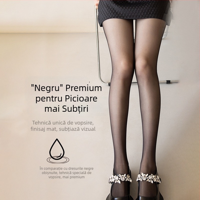 Colanți negri pentru femei, ultra-subțiri pentru vară, anti-snag, senzație nude naturală, culoare pielii, transparență pentru primăvară și toamnă