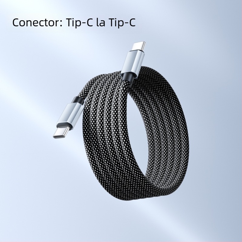 Cablu de date magnetic împletit, 66W încărcare rapidă, cu spațiu de stocare, pentru telefoane și tablete
