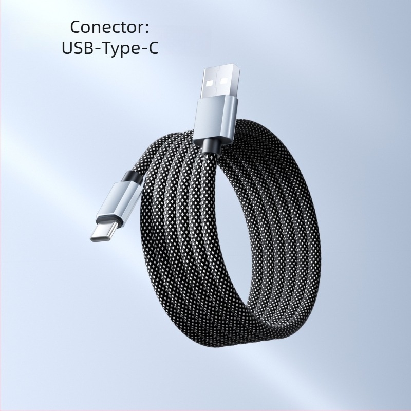 Cablu de date magnetic împletit, 66W încărcare rapidă, cu spațiu de stocare, pentru telefoane și tablete