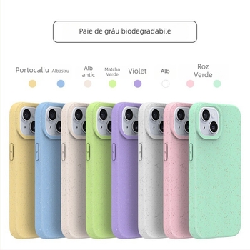Husă PLA cu paie de grâu pentru iPhone 15 și iPhone 13 Pro Max, alb mat, biodegradabilă, disipare a căldurii, rezistentă la uzură, anti-cadere, anti-amprente