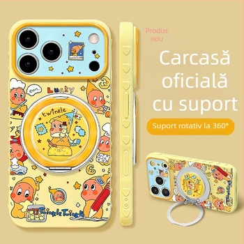 Husă din silicon cu stea desen animat și suport rotativ pentru iPhone 14/15/16/17 Pro Max - drăguță și stilată