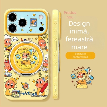 Husă din silicon cu stea desen animat și suport rotativ pentru iPhone 14/15/16/17 Pro Max - drăguță și stilată