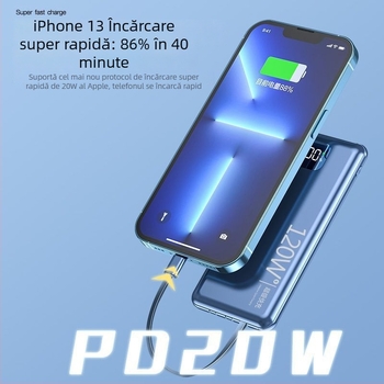 Power Bank certificat 3C, încărcare super rapidă de 120W, capacitate 20000mAh, baterie portabilă cu logo personalizat