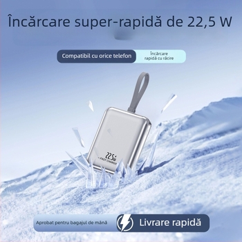 Power Bank nou 22,5W încărcare rapidă 10000mAh, capacitate mare, cu cablu încorporat