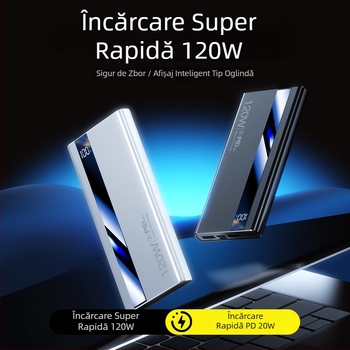 Power bank certificat 3C, 120W, încărcare ultrarapidă, 20000mAh, portabil, cu logo imprimat