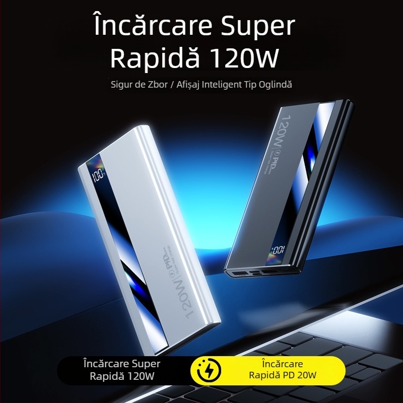 Power bank certificat 3C, 120W, încărcare ultrarapidă, 20000mAh, portabil, cu logo imprimat
