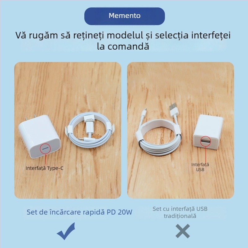 Set cabluri PD27W de încărcare rapidă pentru iPhone 13/12 — cablu date Lightning și USB-C