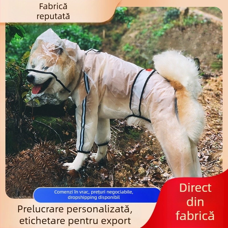Pelerină impermeabilă pentru câini, cu acoperire totală, pentru câini mici și mari