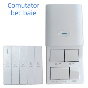 Comutator de încălzire pentru baie, cu cinci circuite, montaj pe perete, capac glisant ascuns, control în patru poziții