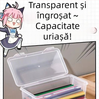 Cutie transparentă pentru creioane, organizator pentru pixuri și markere, cu capacitate mare