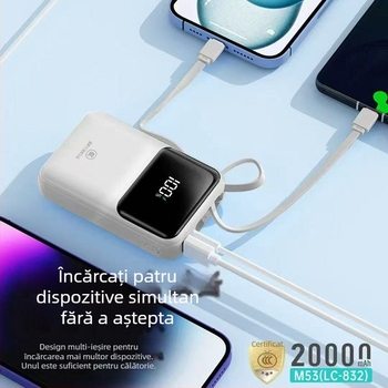 Baterie externă de 20.000 mAh, certificare 3C, încărcare rapidă, capacitate mare, compatibilă cu VOVI, OnePlus și IQ