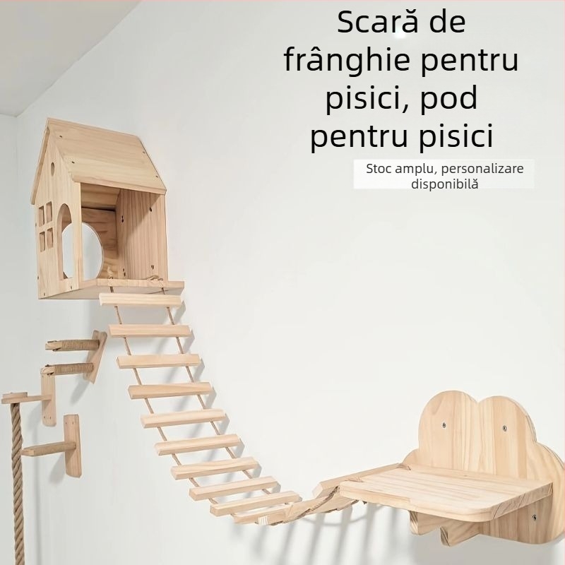 Set de mobilier pentru pisici: scară din frânghie pentru pisici, cuib pentru pisici cu accesorii, ramă de cățărare, pod suspendat, scară moale pentru pisici, scări pentru pisici, mobilier de perete pentru pisici