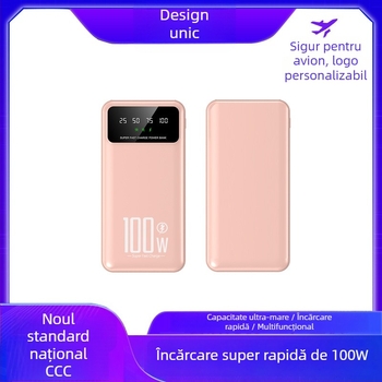 KC Power bank cu cablu încorporat, 20.000 mAh, încărcare rapidă 100W PD, capacitate mare, portabil, personalizabil