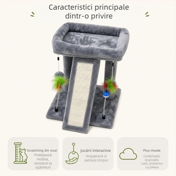 Cadru multifuncțional de cățărare pentru pisici, pentru apartamente mici, cu platformă de salturi integrată pentru pisici și pisici adulte
