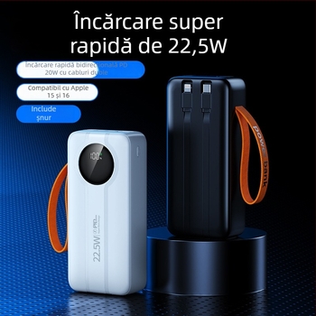 Baterie externă pentru aer liber, 50.000 mAh, afișaj digital, cablu încorporat și ieșire USB, încărcare rapidă
