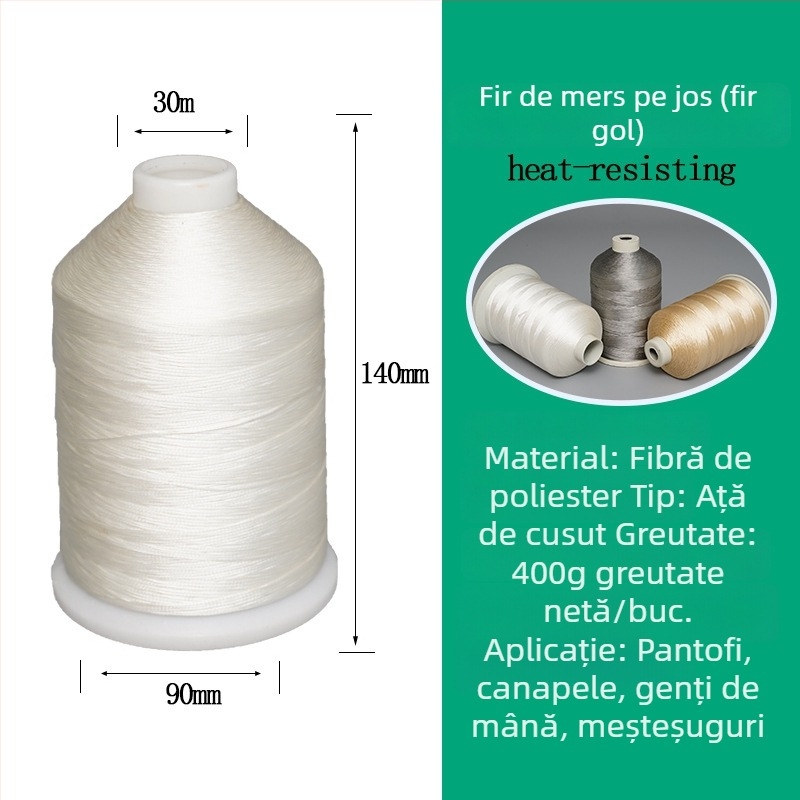 Ață de cusut poliester cu miez gol, rezistentă la temperaturi înalte și uzură, pentru textile, încălțăminte și tapițerie