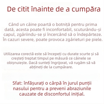 Botniță metalică pentru câini de talie medie spre mare; anti mușcătură, anti lătrăt și anti mestecat; potrivită pentru Malinois și German Shepherd