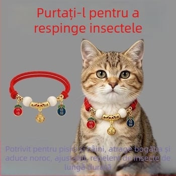 Colier deworming pentru animale de companie cu etichetă de identificare gravată și clopoțel, pentru pisici și câini, potrivit pentru câini de talie medie și mare