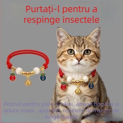 Colier deworming pentru animale de companie cu etichetă de identificare gravată și clopoțel, pentru pisici și câini, potrivit pentru câini de talie medie și mare