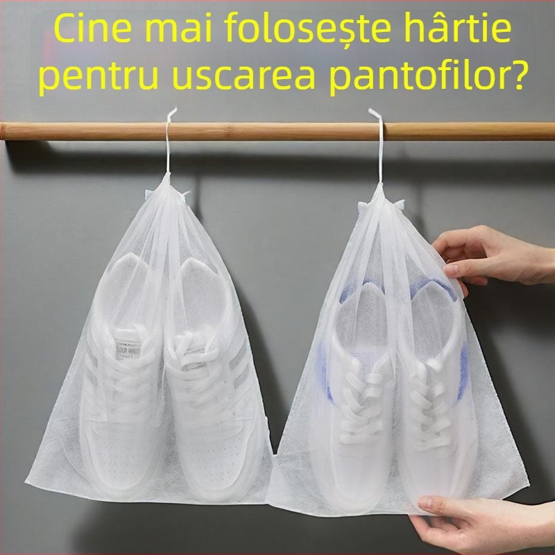Sac de uscare pentru încălțăminte din material nețesut, husă cu plasă anti-mucegai, husă antipraf pentru pantofi albi