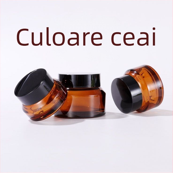 Sticlă de cremă din sticlă cu umăr înclinat, în nuanțe verde măslină și ceai, pentru cosmetice, loțiune și cremă pentru ochi