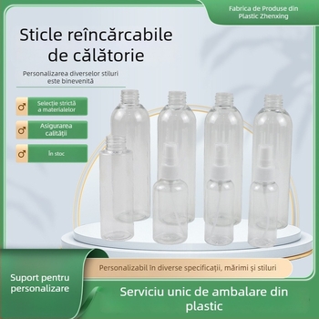 Sticlă de călătorie reutilizabilă, pulverizator transparent cu apăsare, pulverizator din plastic, pulverizator cosmetic pentru uz casnic, sticlă PET pentru ceață fină