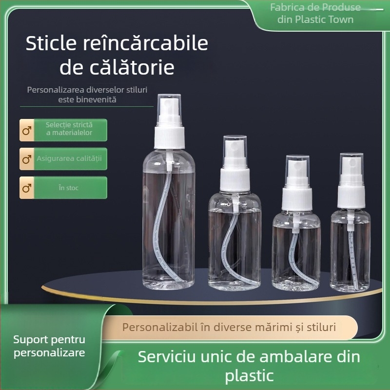 Sticlă de călătorie reutilizabilă, pulverizator transparent cu apăsare, pulverizator din plastic, pulverizator cosmetic pentru uz casnic, sticlă PET pentru ceață fină