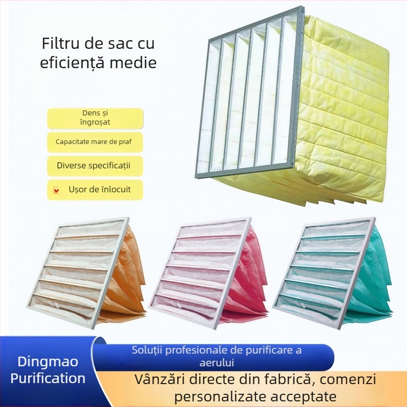 Kingmao F8 filtru tip sacă, eficiență medie, din oțel inox, sac filtrant din material nețesut, element filtrant primar tip placă și plasă de eliminare a prafului pentru uz industrial
