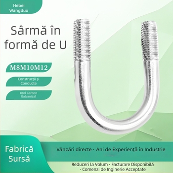 Șuruburi în formă de U galvanizate pentru țevi, oțel carbon, rezistente la coroziune, cu capacitate de încărcare