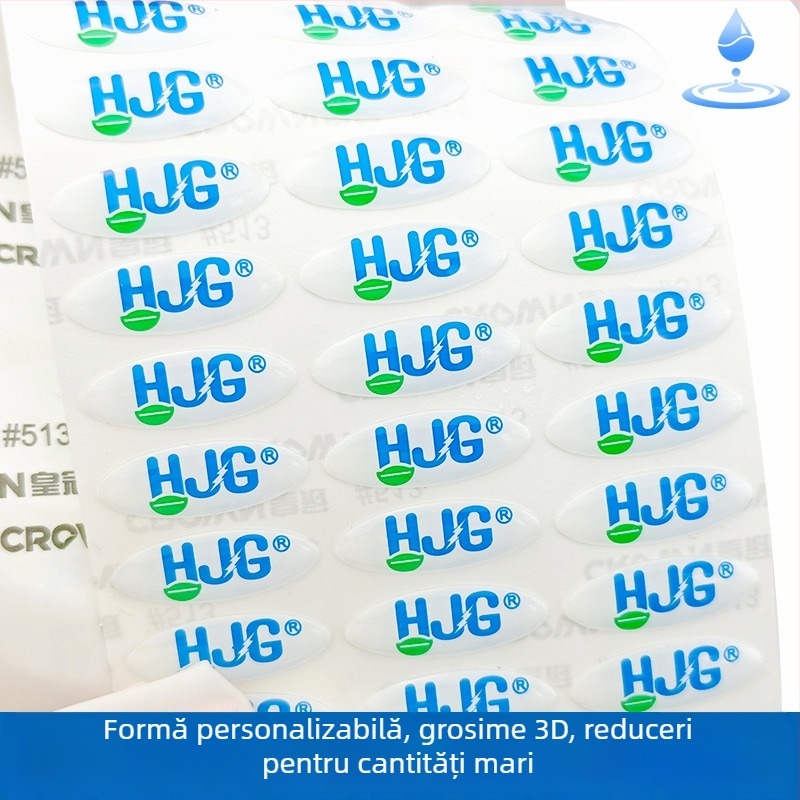 Etichetă transparentă din rășină epoxidică pentru medicamente, semnal verde, logo de farmacie personalizat, autocolant cu ștampilare la cald