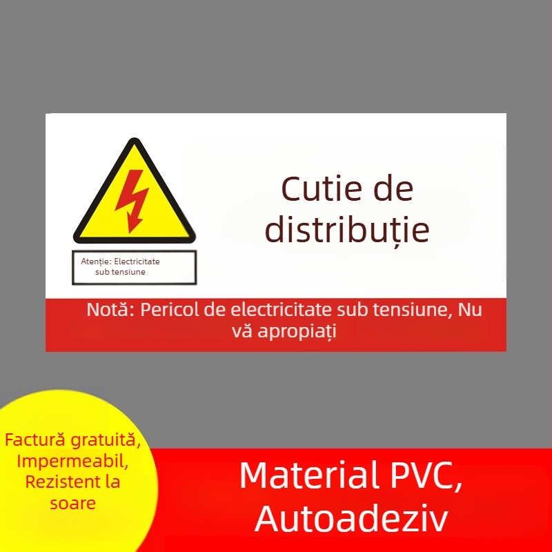 Siglă PVC de avertizare a pericolului electric pentru cutia de distribuție, etichetă de siguranță, dimensiuni 9×18 cm sau 15×30 cm