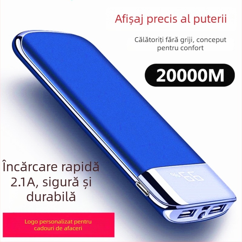 Power bank cu afișaj LCD, 20000mAh, portabil, încărcare rapidă, logo personalizat, încărcare sigură