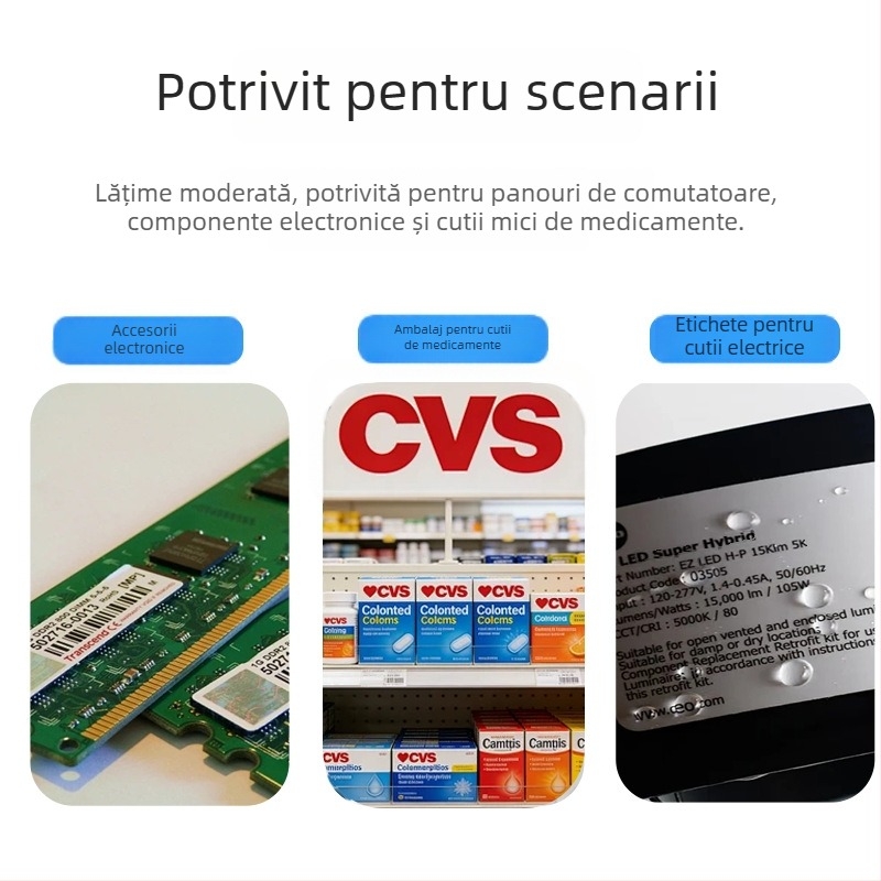 Hârtie termică din PET, 40×30 mm, rezistentă la temperaturi scăzute și la ulei, plăcuță de etichetare pentru întrerupător/priză, etichetă cu data pentru cosmetice