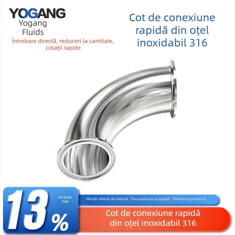 Oțel inoxidabil 316, cot cu clemă, montaj rapid, 90 de grade