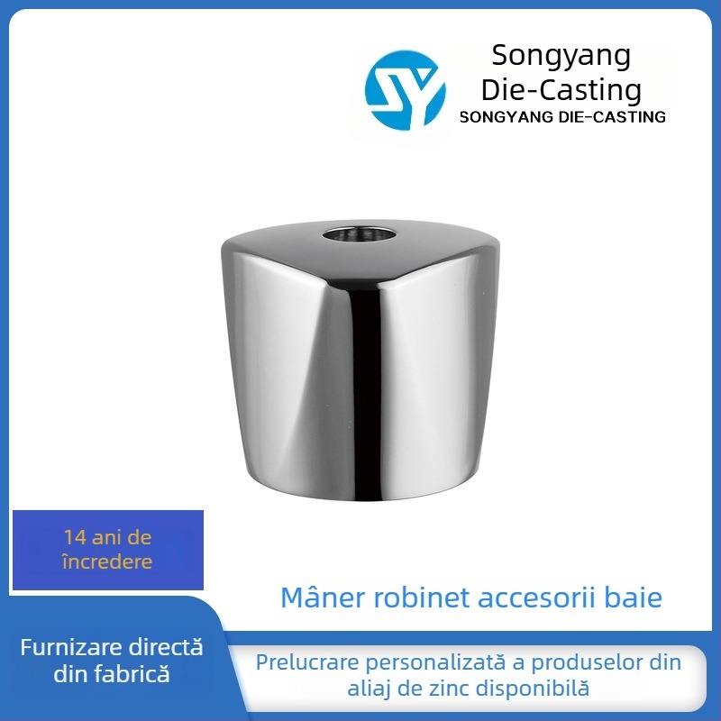 Mâner din aliaj de zinc pentru robinet, manivelă cu cadran, accesorii, manivelă divizor pentru robinet unghiular, finisaj cromat perlat, gri grafit închis/mat negru